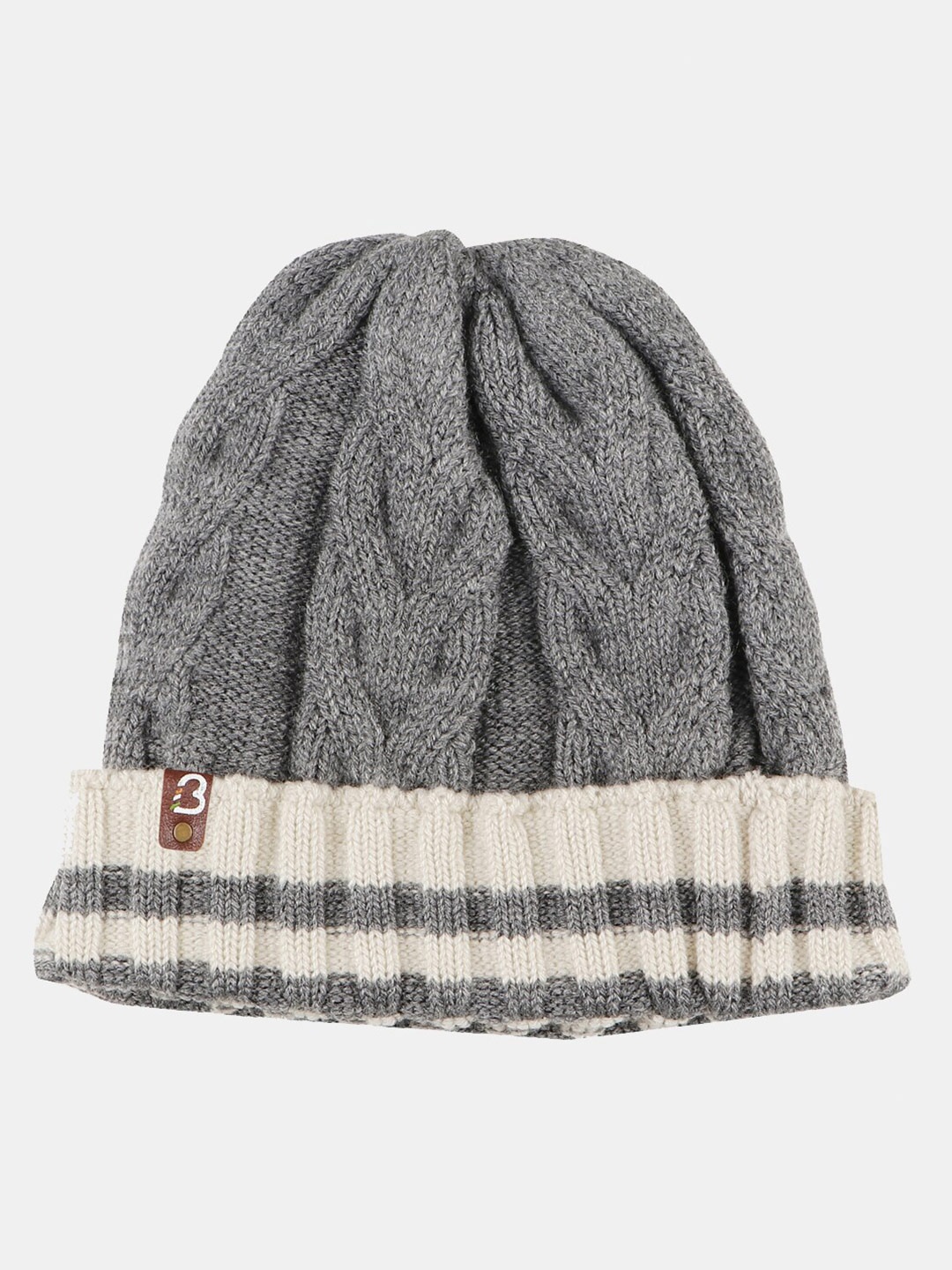

Bharatasya Men Self Design Acrylic Winter Beanie, Grey