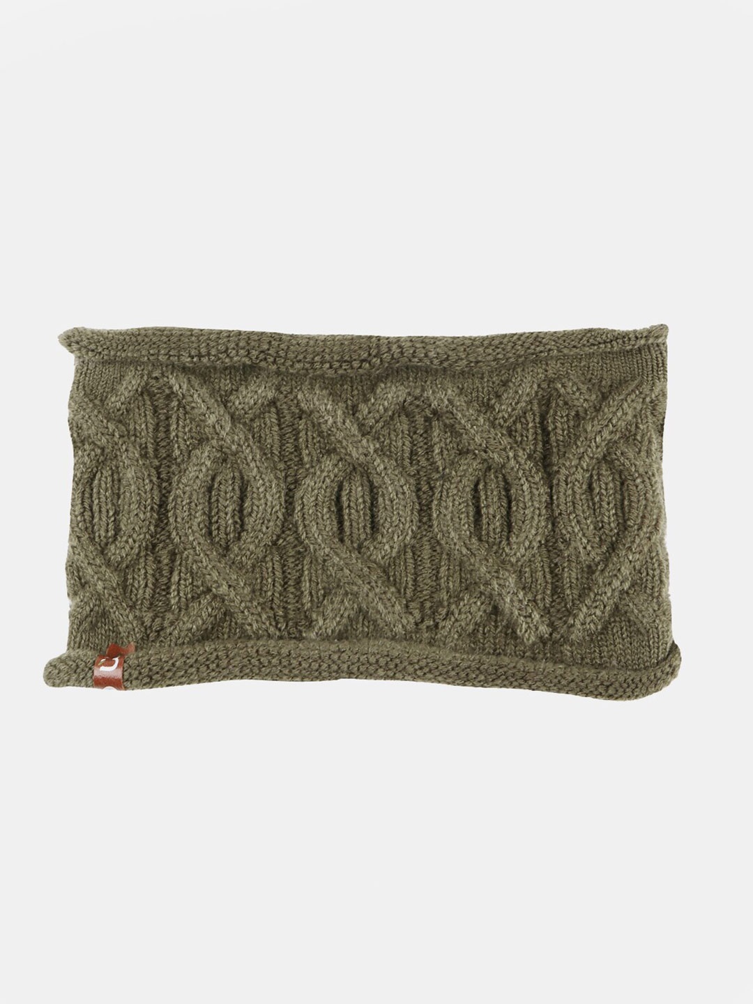 

Bharatasya Men Cable Knit Woolen Earwarmer Headband, Olive