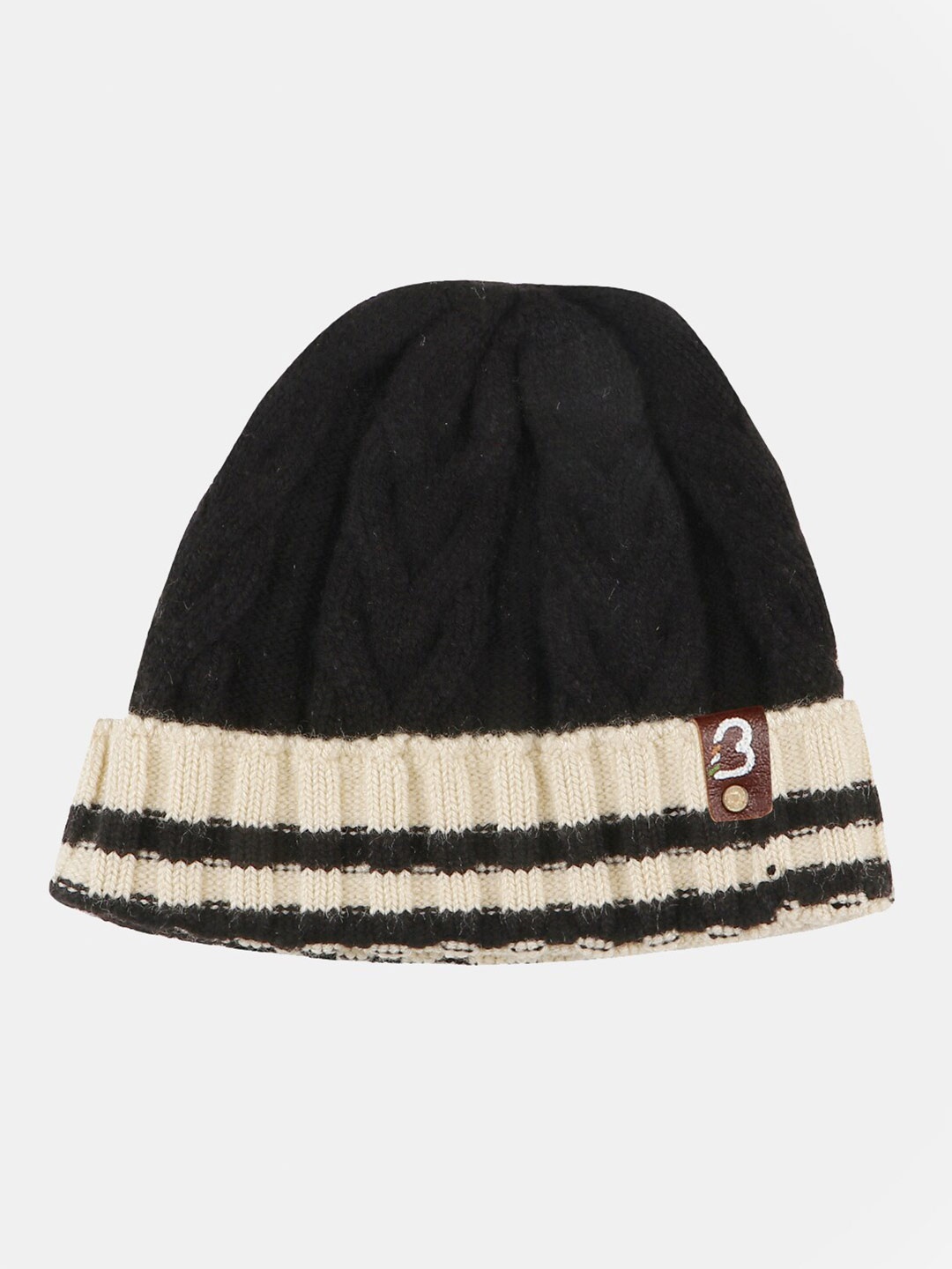 

Bharatasya Men Self Design Acrylic Winter Beanie, Black