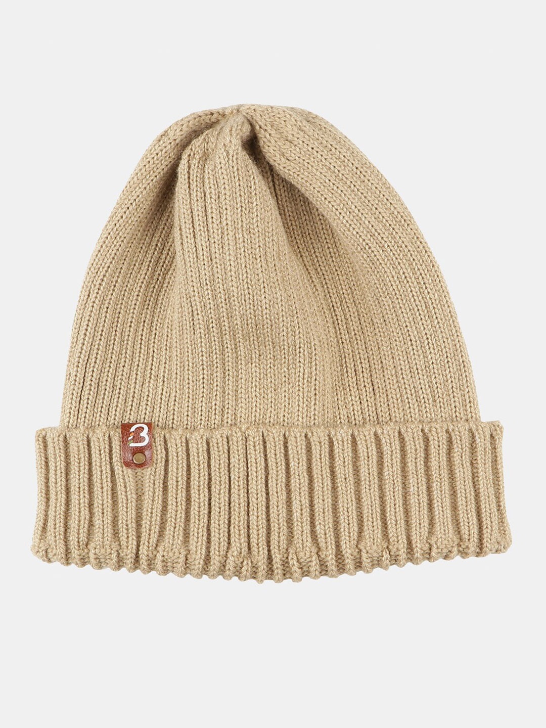 

Bharatasya Men Self Design Acrylic Winter Beanie, Beige