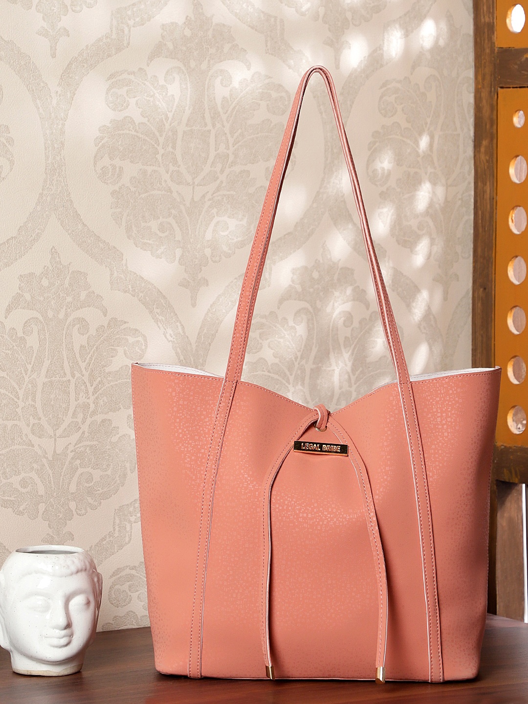 

LEGAL BRIBE Textured Structured Tote Bag, Pink