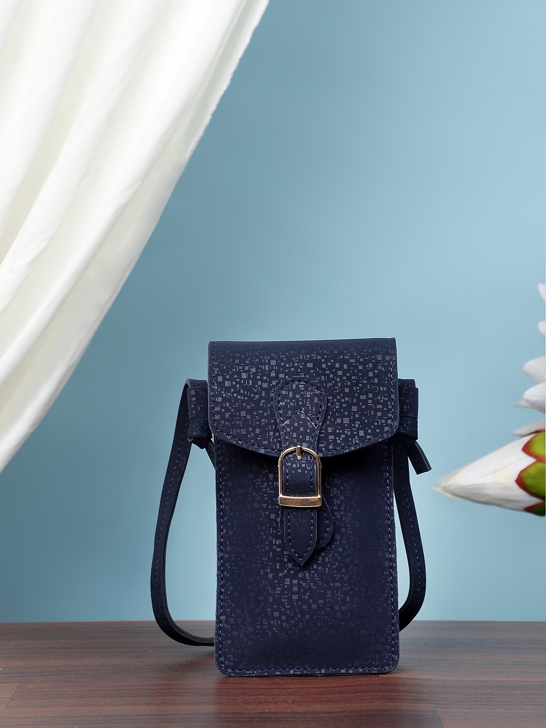 

LEGAL BRIBE Women Printed PU Structured Sling Bag, Blue