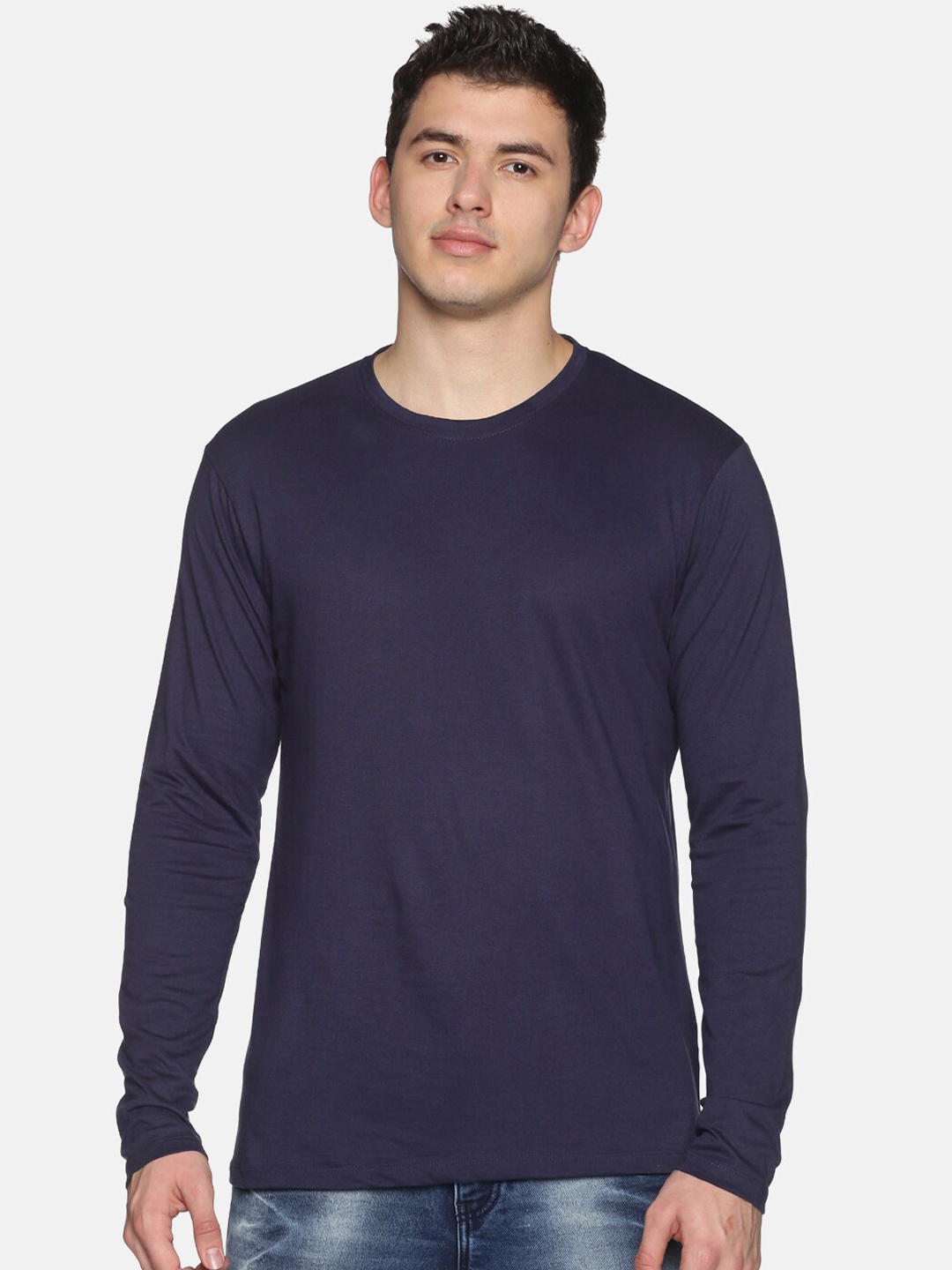 

BLACK RADIO Men Slim Fit Pure Cotton T-shirt, Navy blue