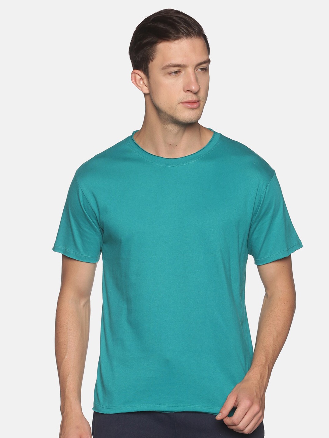 

BLACK RADIO Men Slim Fit Cotton T-shirt, Sea green