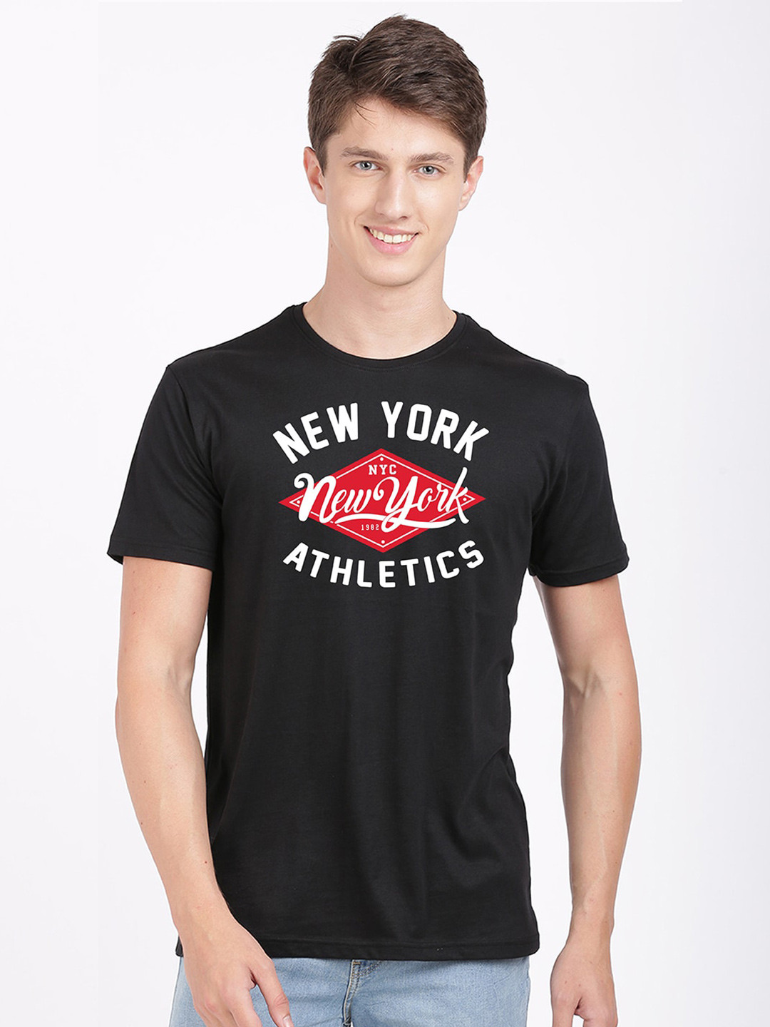 

BLACK RADIO Men Typography Printed Pure Cotton T-shirt
