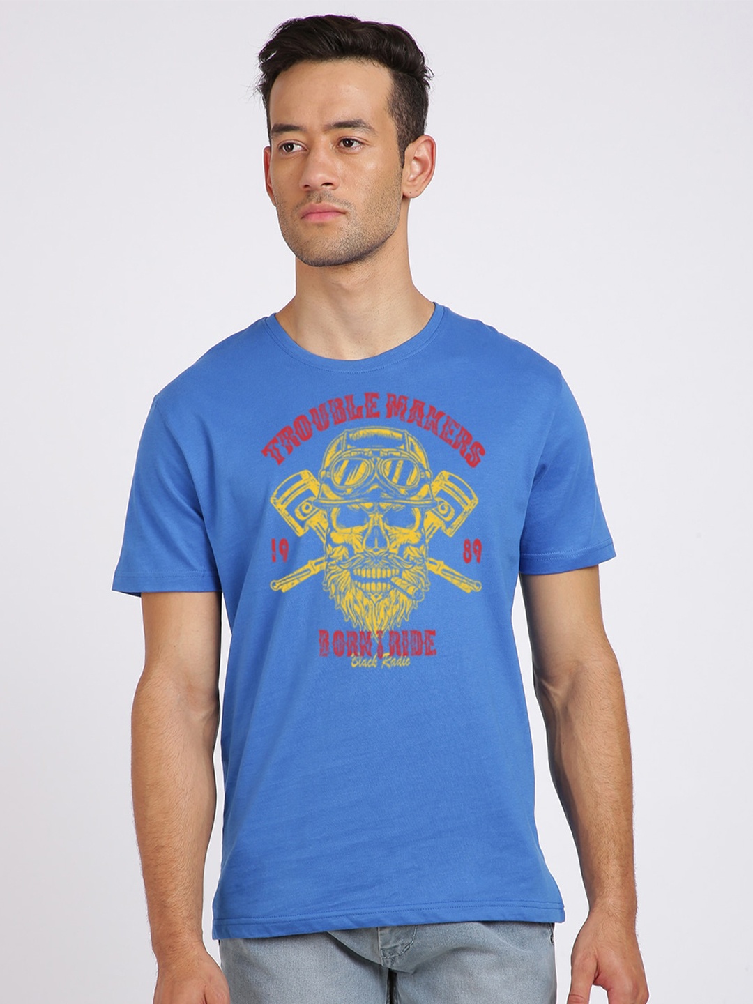 

BLACK RADIO Men Printed Cotton T-shirt, Blue