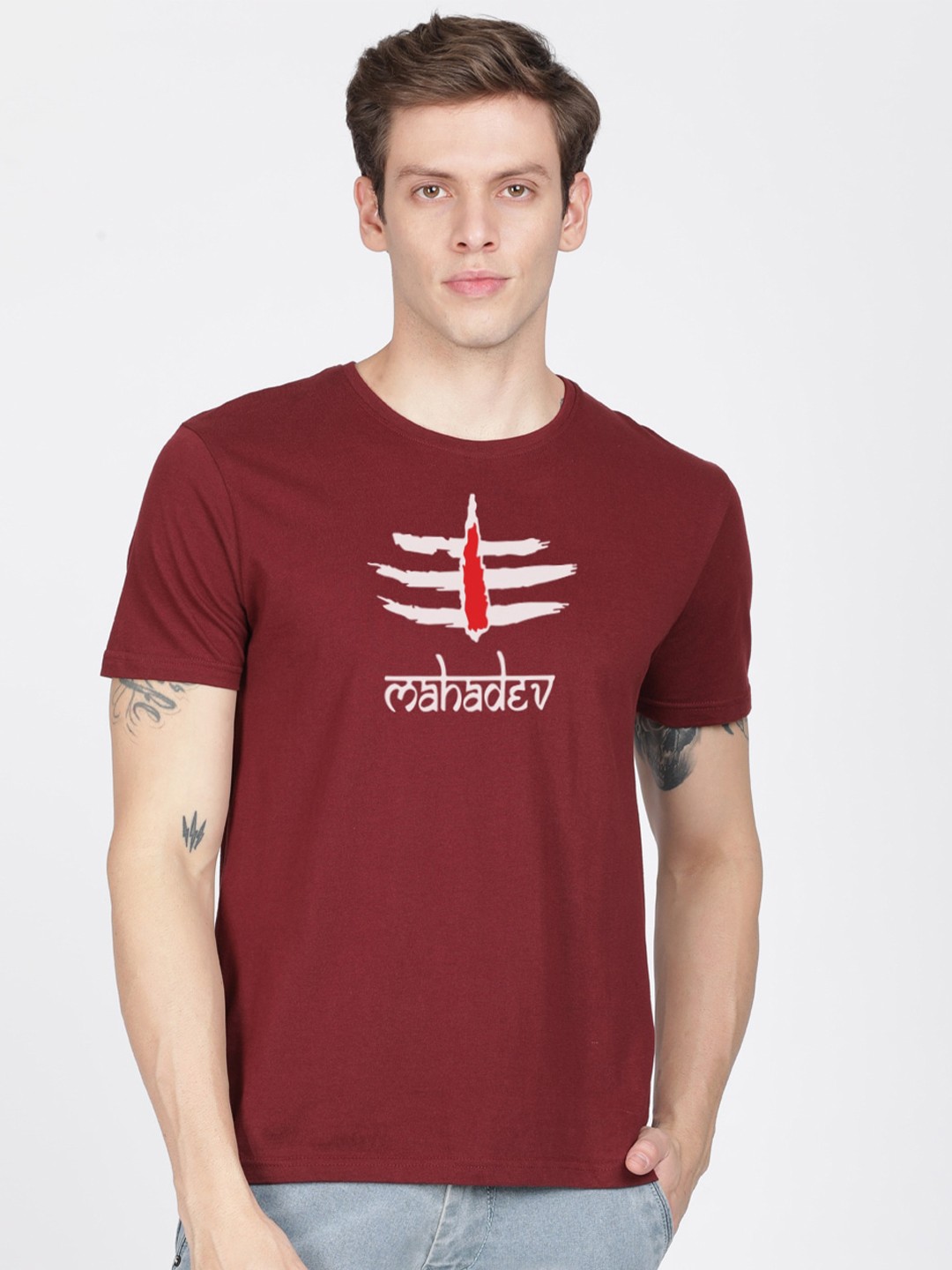 

BLACK RADIO Men Typography Printed Cotton T-shirt, Maroon
