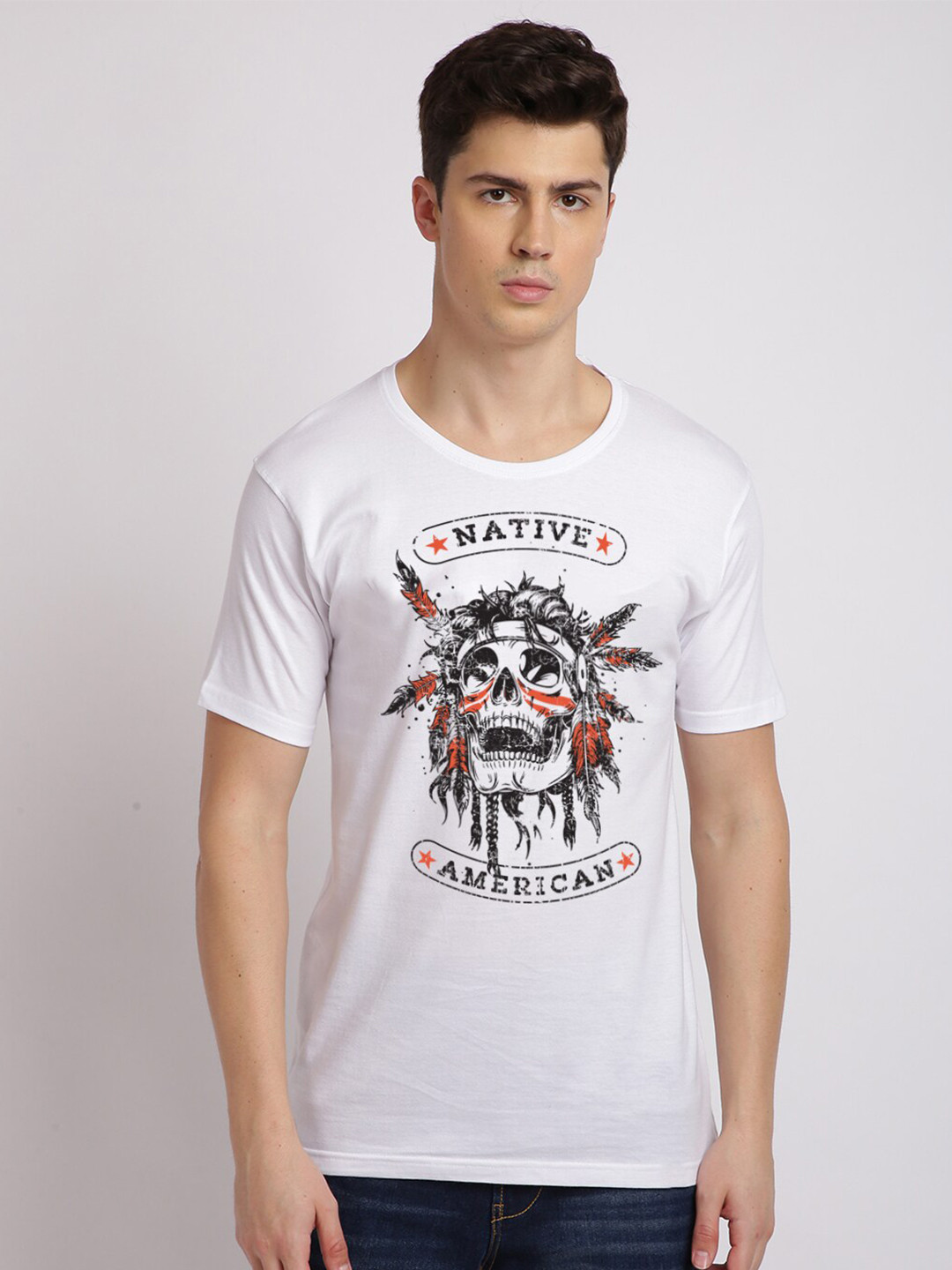 

BLACK RADIO Men Printed Cotton T-shirt, White