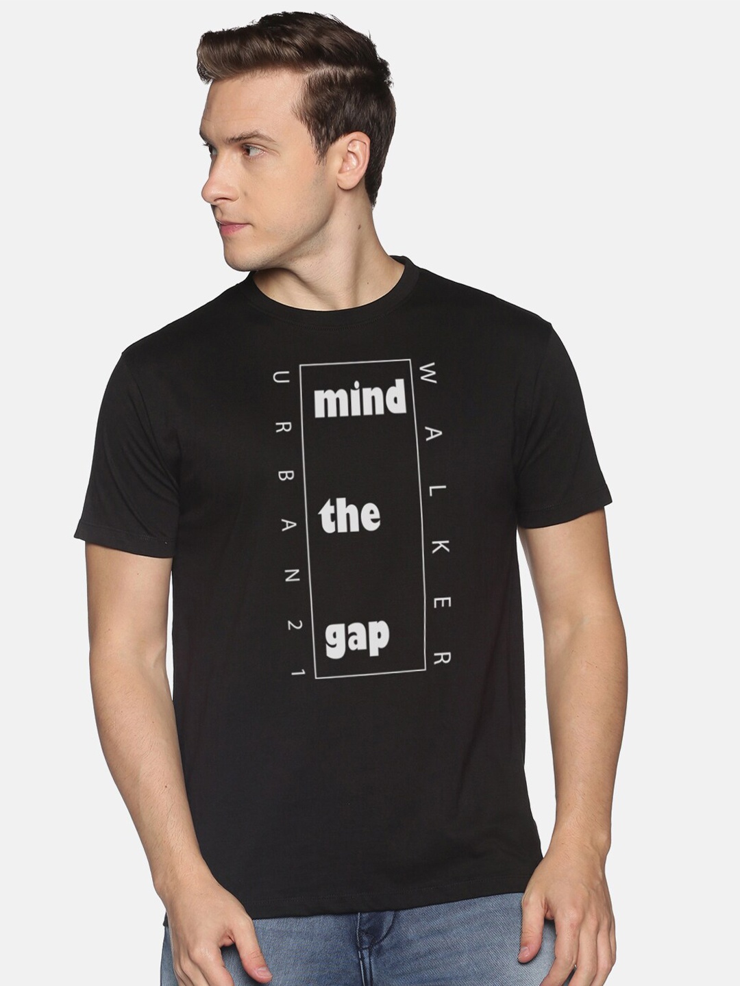 

BLACK RADIO Men Cotton Typography Printed T-shirt