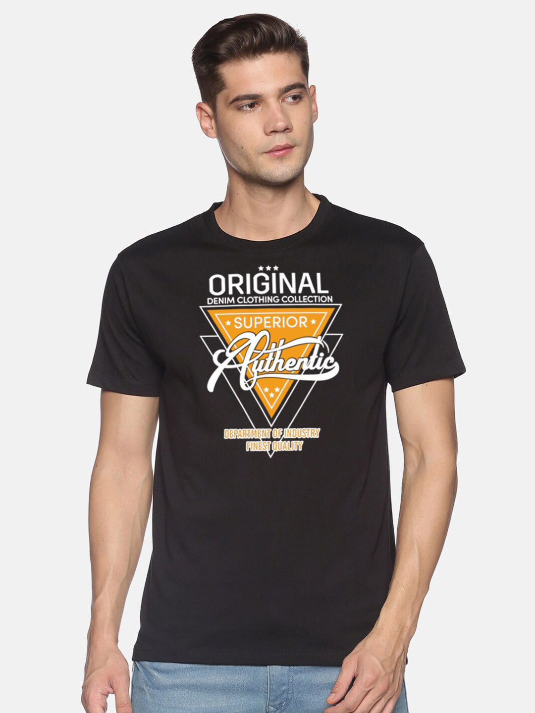 

BLACK RADIO Men Typography Printed Slim Fit Cotton T-shirt