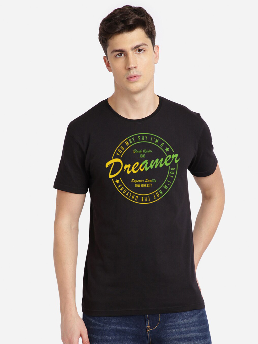 

BLACK RADIO Men Printed Slim Fit Cotton T-shirt