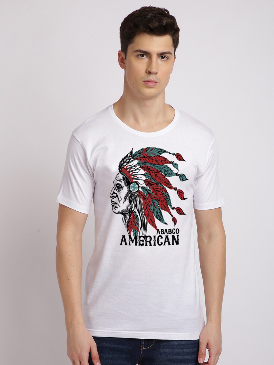 

BLACK RADIO Men Printed Pure Cotton Slim Fit T-shirt, White