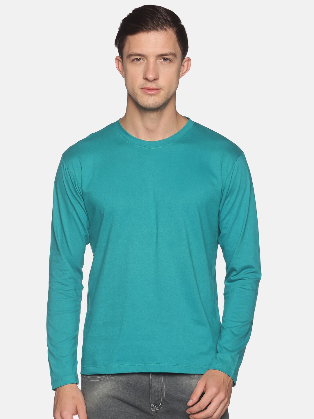 

BLACK RADIO Men Pure Cotton Slim Fit T-shirt, Turquoise blue