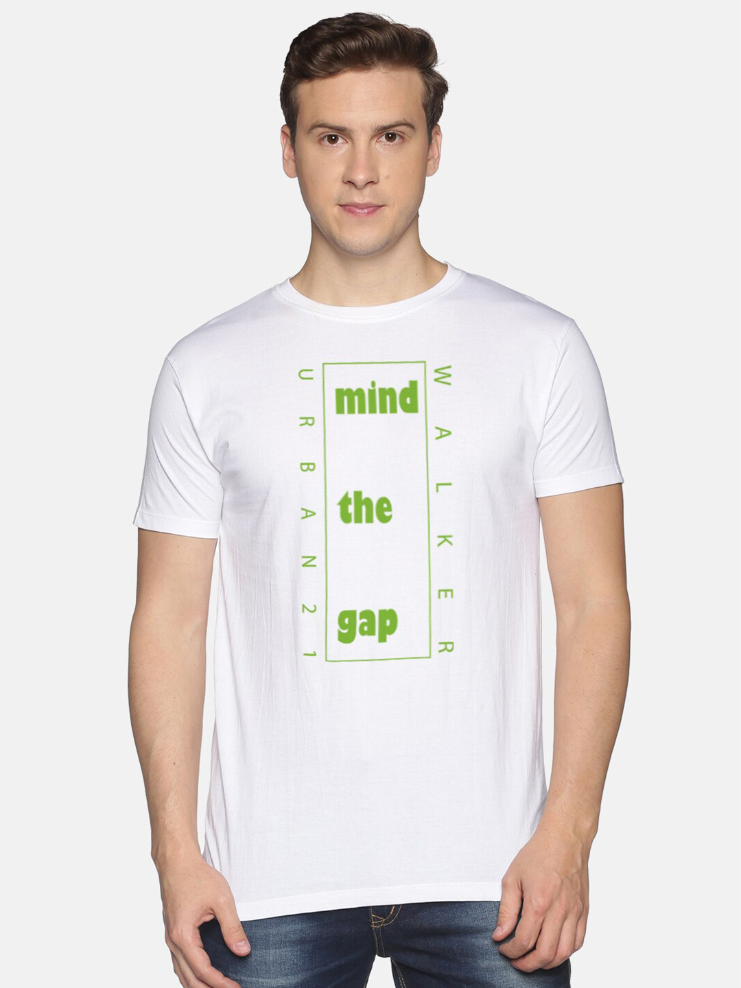 

BLACK RADIO Men Typography Printed Pure Cotton Slim Fit T-shirt, White