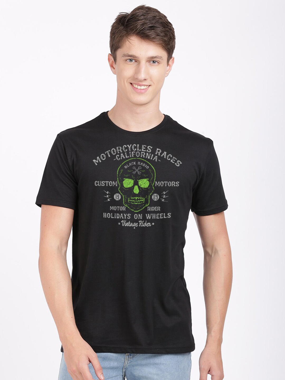 

BLACK RADIO Typography Printed Slim Fit Cotton T-shirt