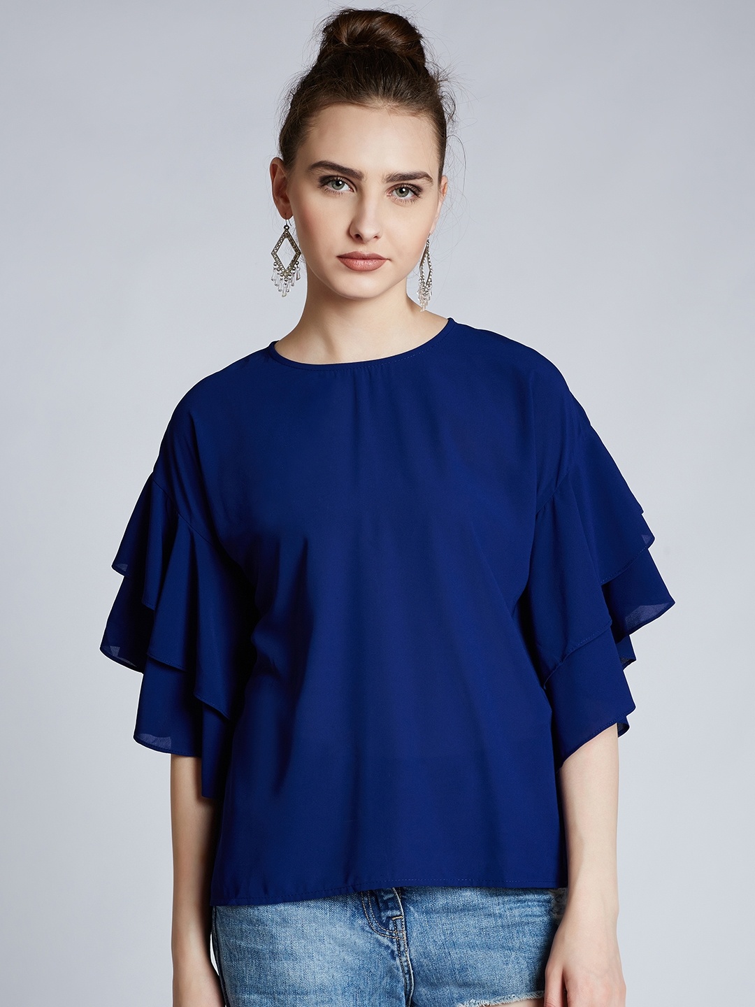 

Harpa Women Navy Blue Solid Top