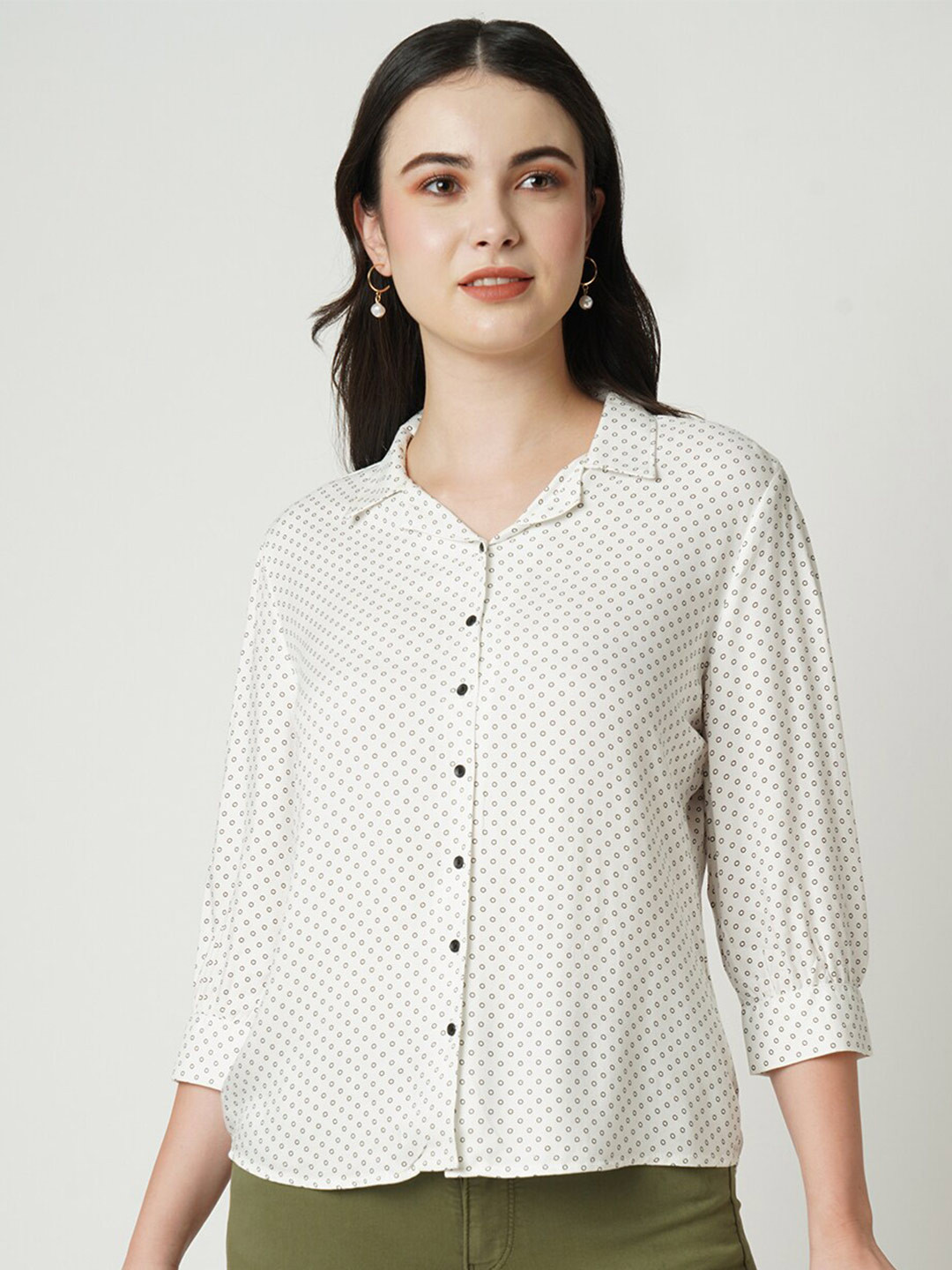 

Kraus Jeans Printed Geometric Shirt Style Top, Off white
