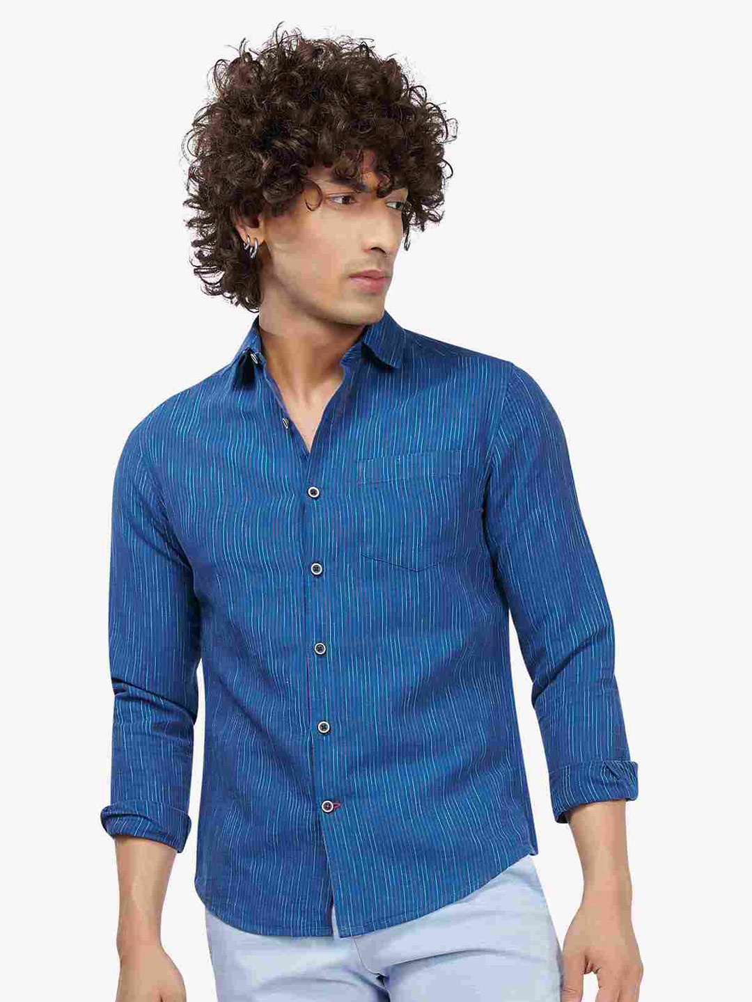 

VASTRADO Men Cotton Casual Shirt, Navy blue