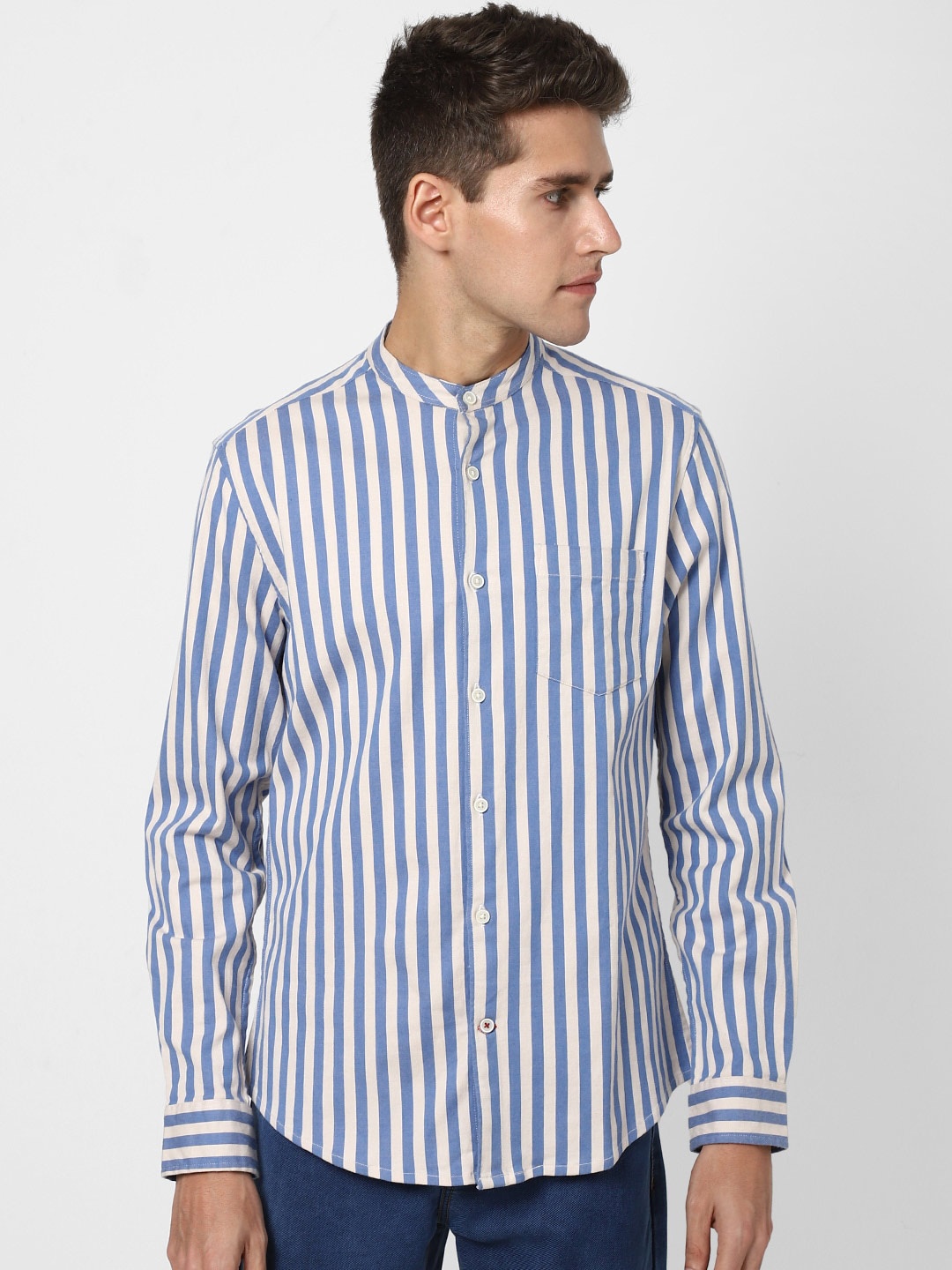 

VASTRADO Men Cotton Striped Casual Shirt, Blue