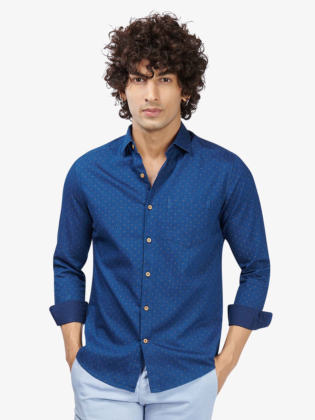 

VASTRADO Men Printed Cotton Casual Shirt, Blue