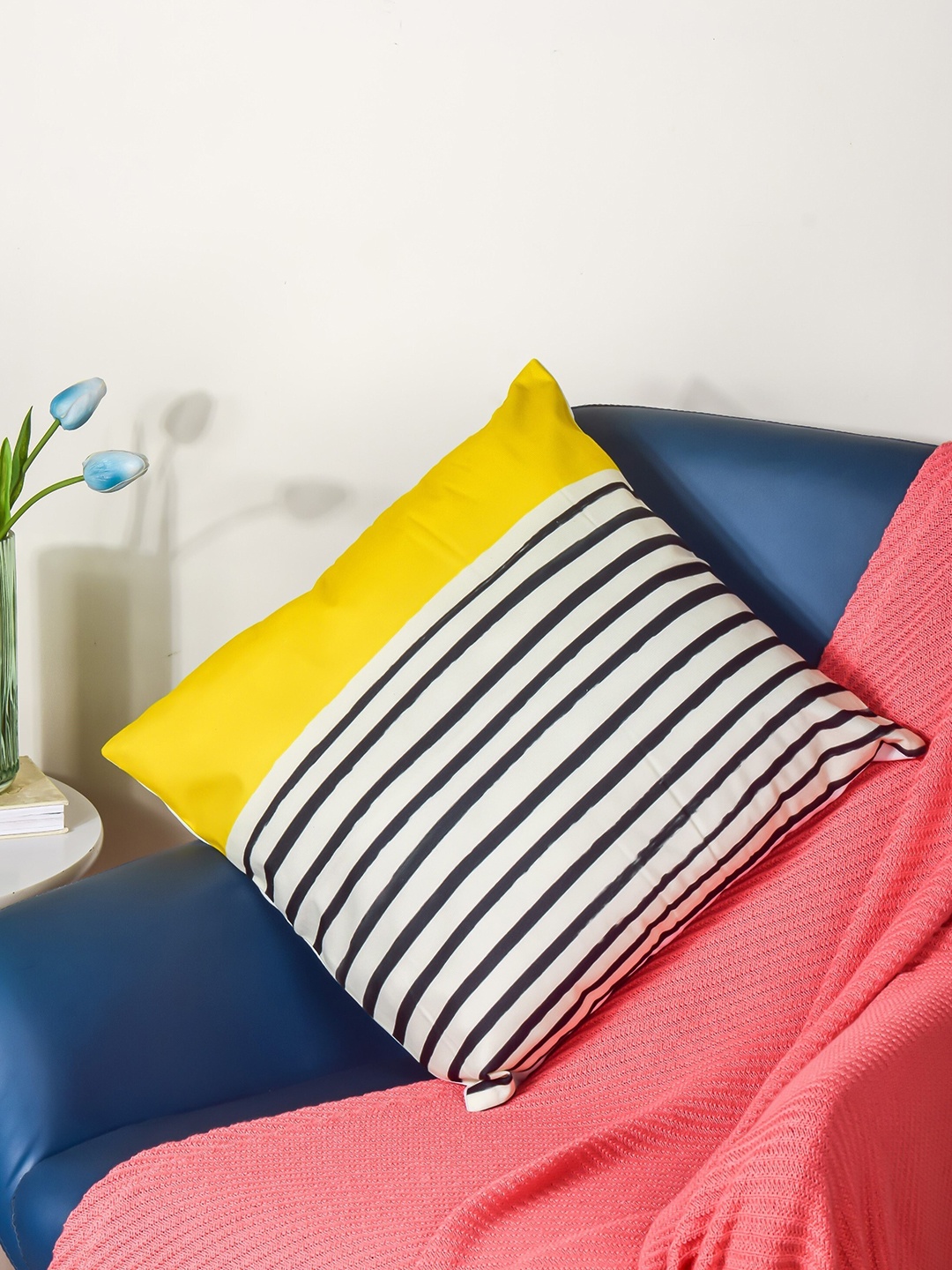 

Nestasia Black & Yellow Striped Square Cushion Covers