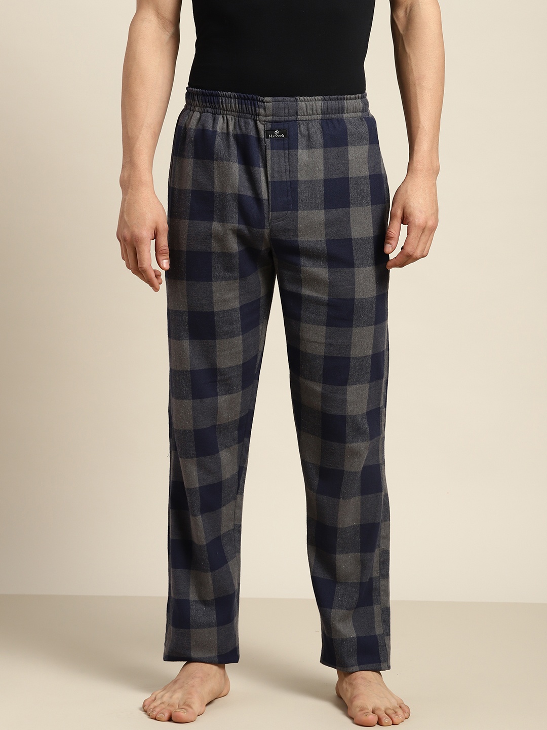 

Hancock Men Pure Cotton Checked Lounge Pant, Grey