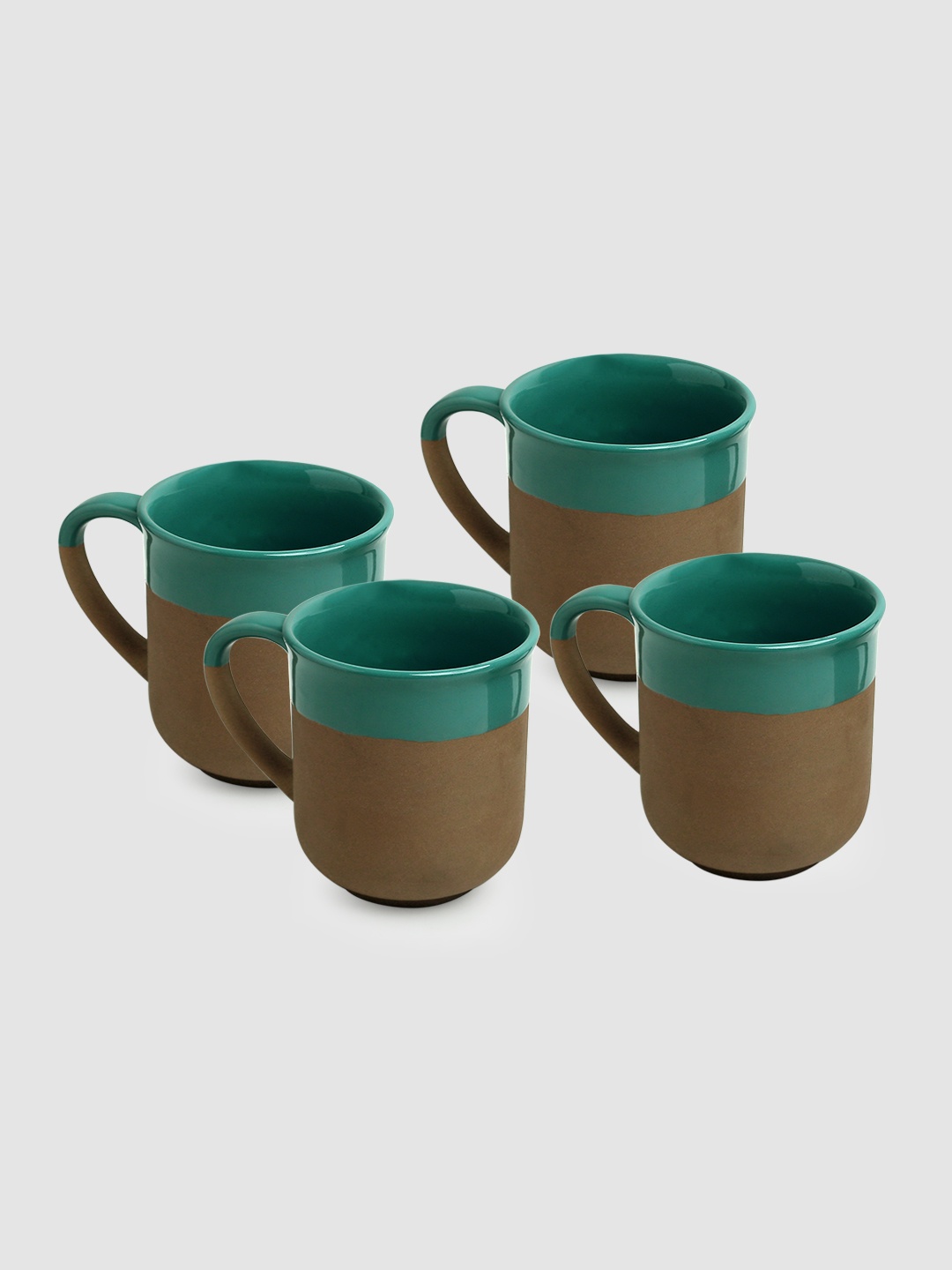 

ExclusiveLane Set of 4 Ceramic Glossy Cups 360 ml Each, Turquoise blue
