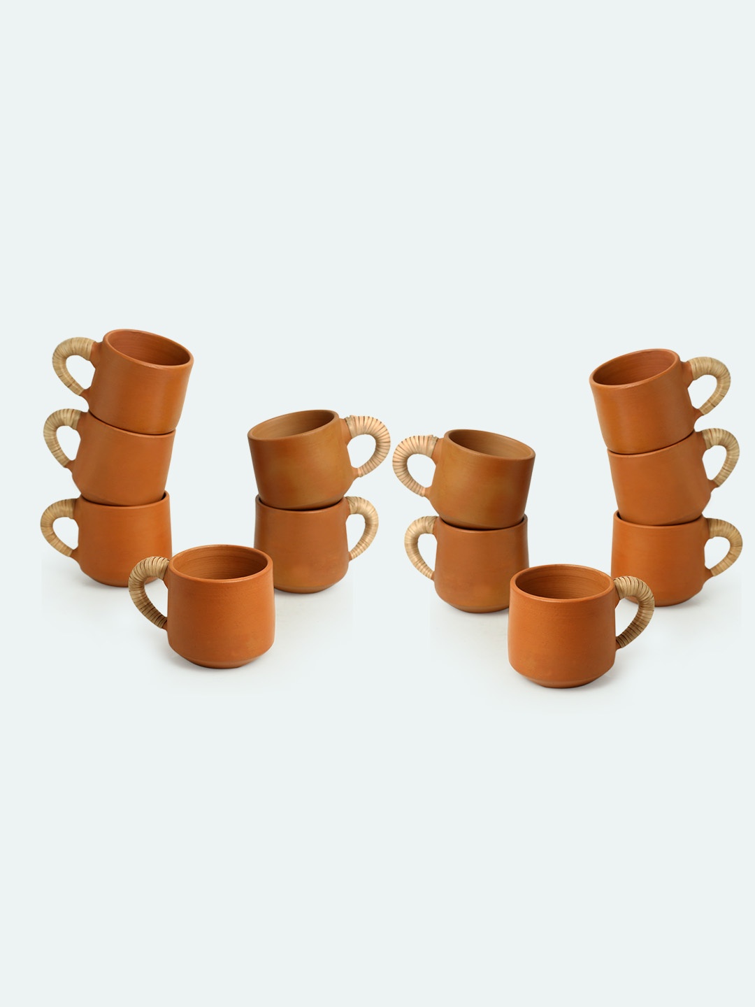 

ExclusiveLane Set Of 12 Handcrafted Terracotta Matte Tea Coffee Cups 140 ml, Brown