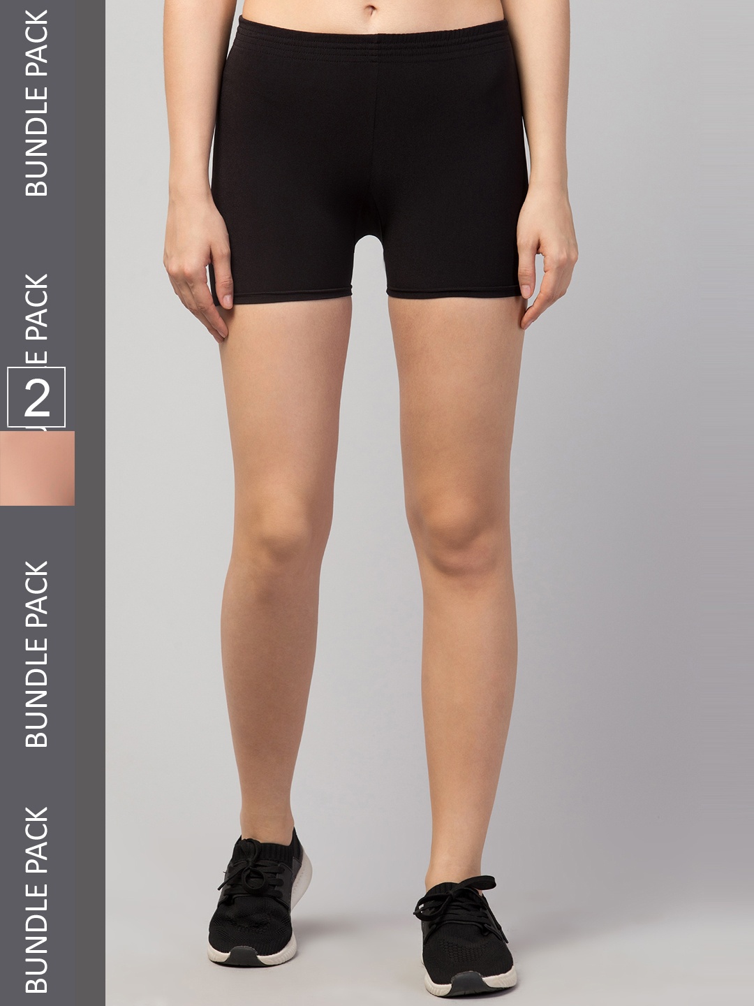 

Apraa & Parma Women Set of 2 Skinny Fit Cycling e-Dry Technology Pure Cotton Shorts, Black
