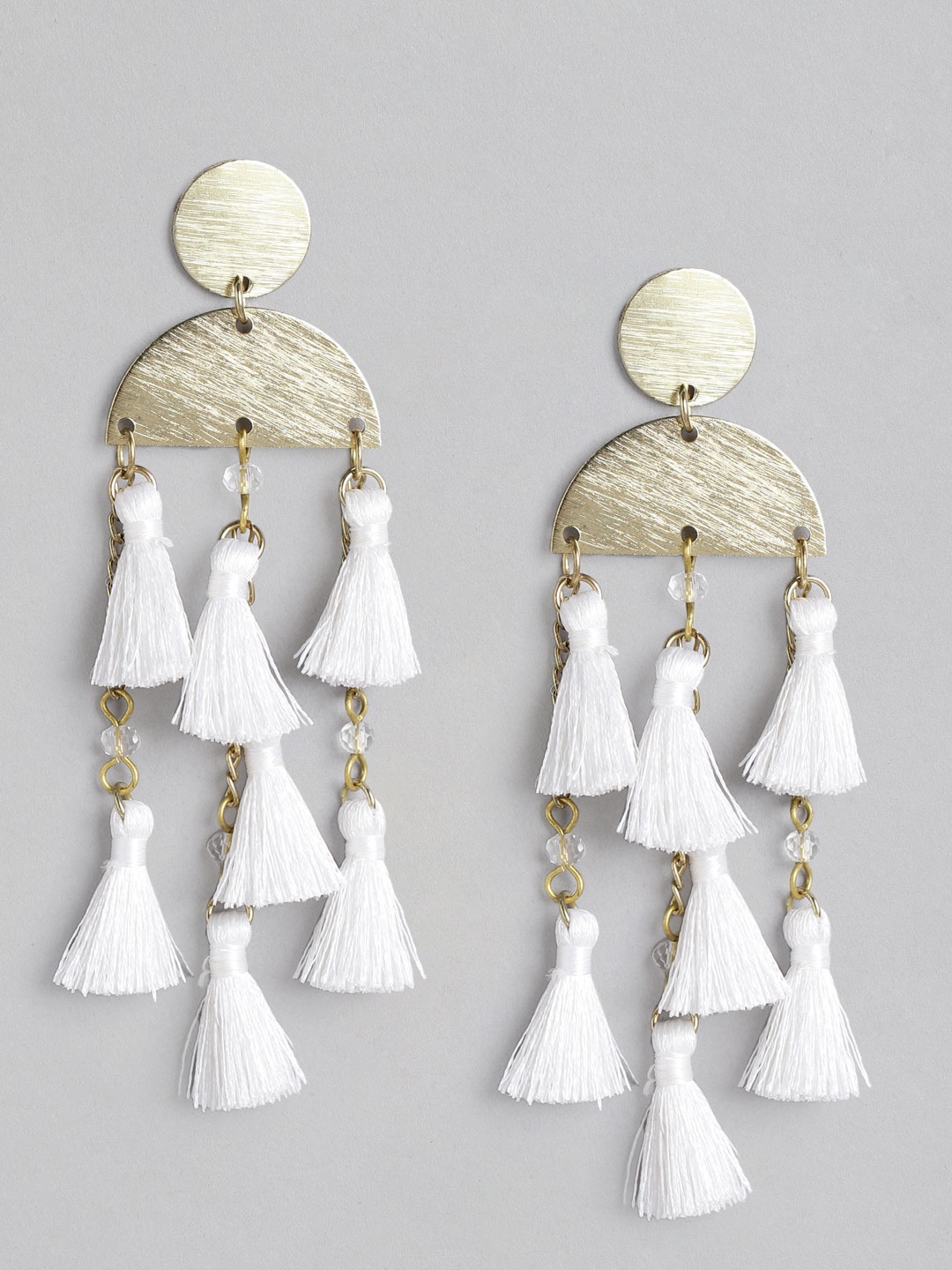 

Blueberry Woman Tassel Contemporary Drop Earrings, White