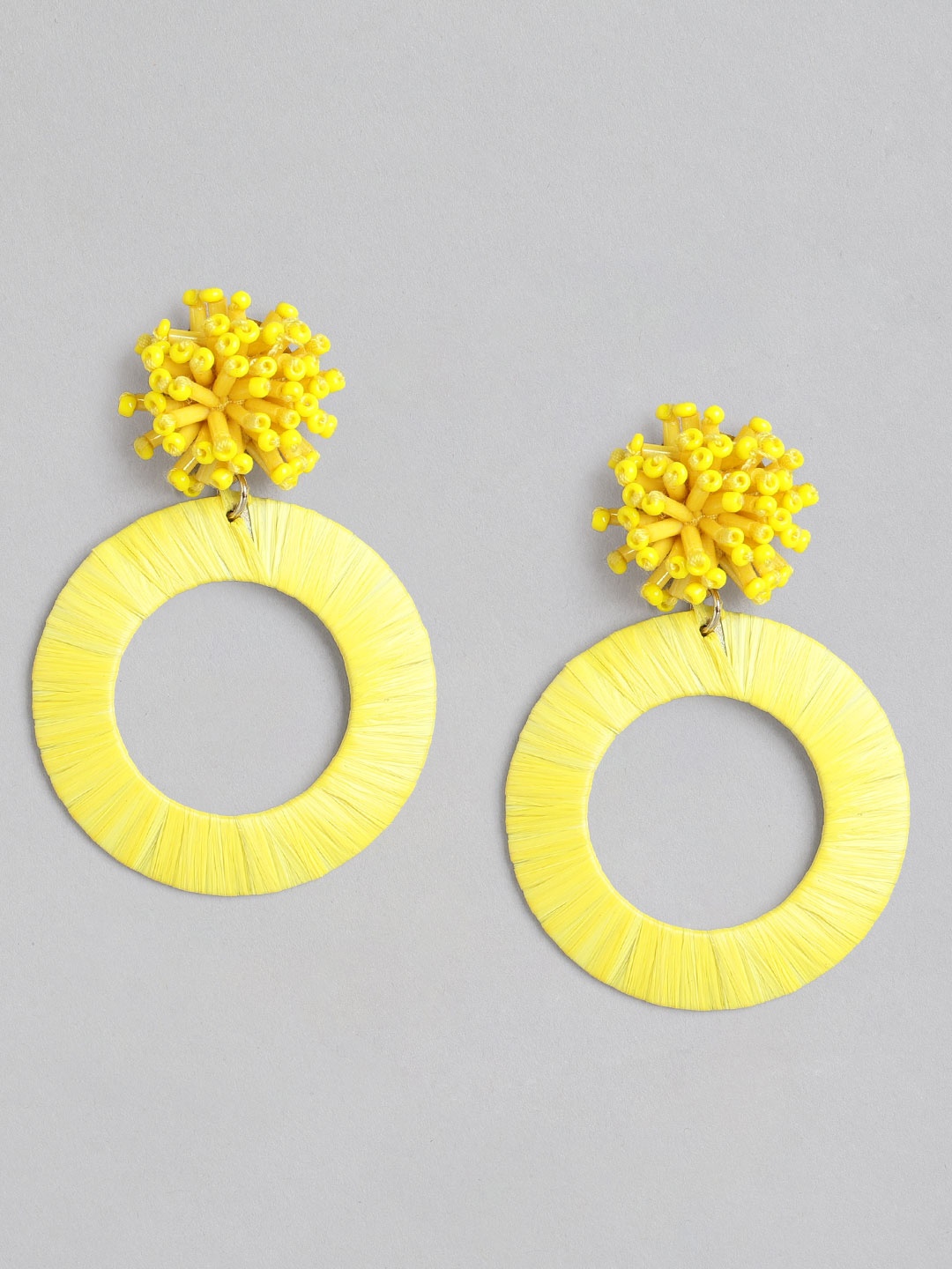 

Blueberry Woman Beaded Contemporary Drop Earrings, Yellow
