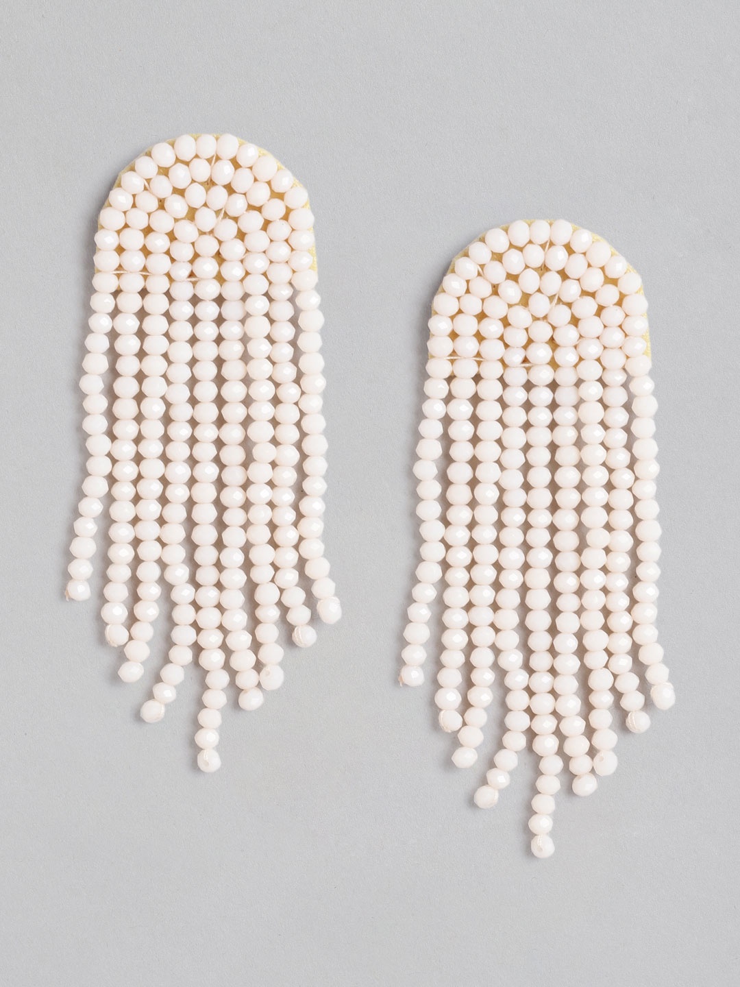 

Blueberry Woman Beaded Tassel Drop Earrings, Peach