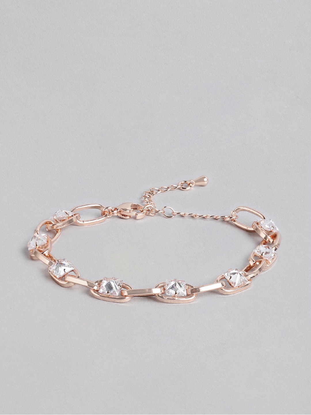 

Blueberry Women Gold-Toned Inter lock Stone Chain Bracelet