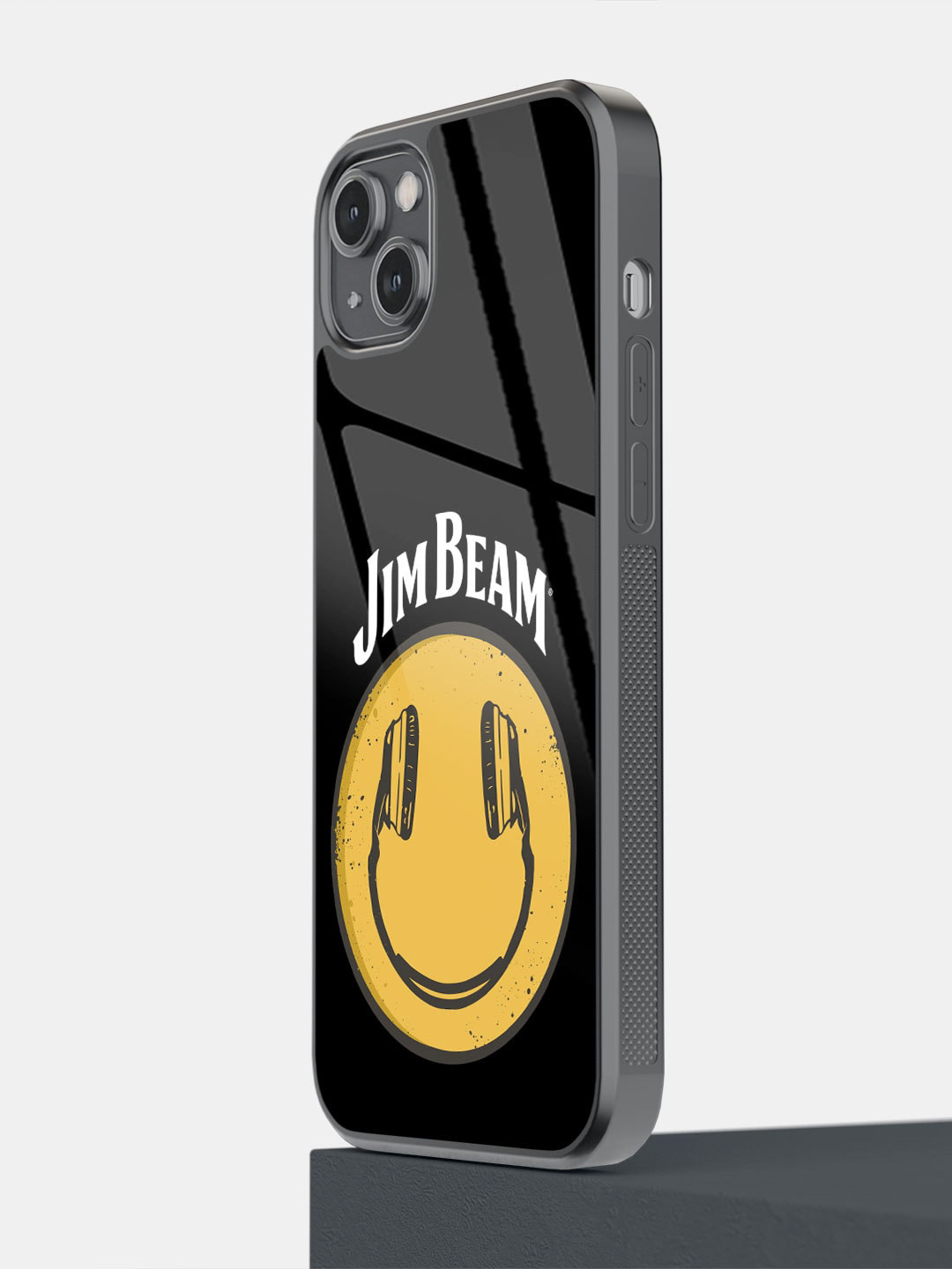 

macmerise Jim Beam Smiley Printed iPhone 14 Plus Glass Glass Case, Black