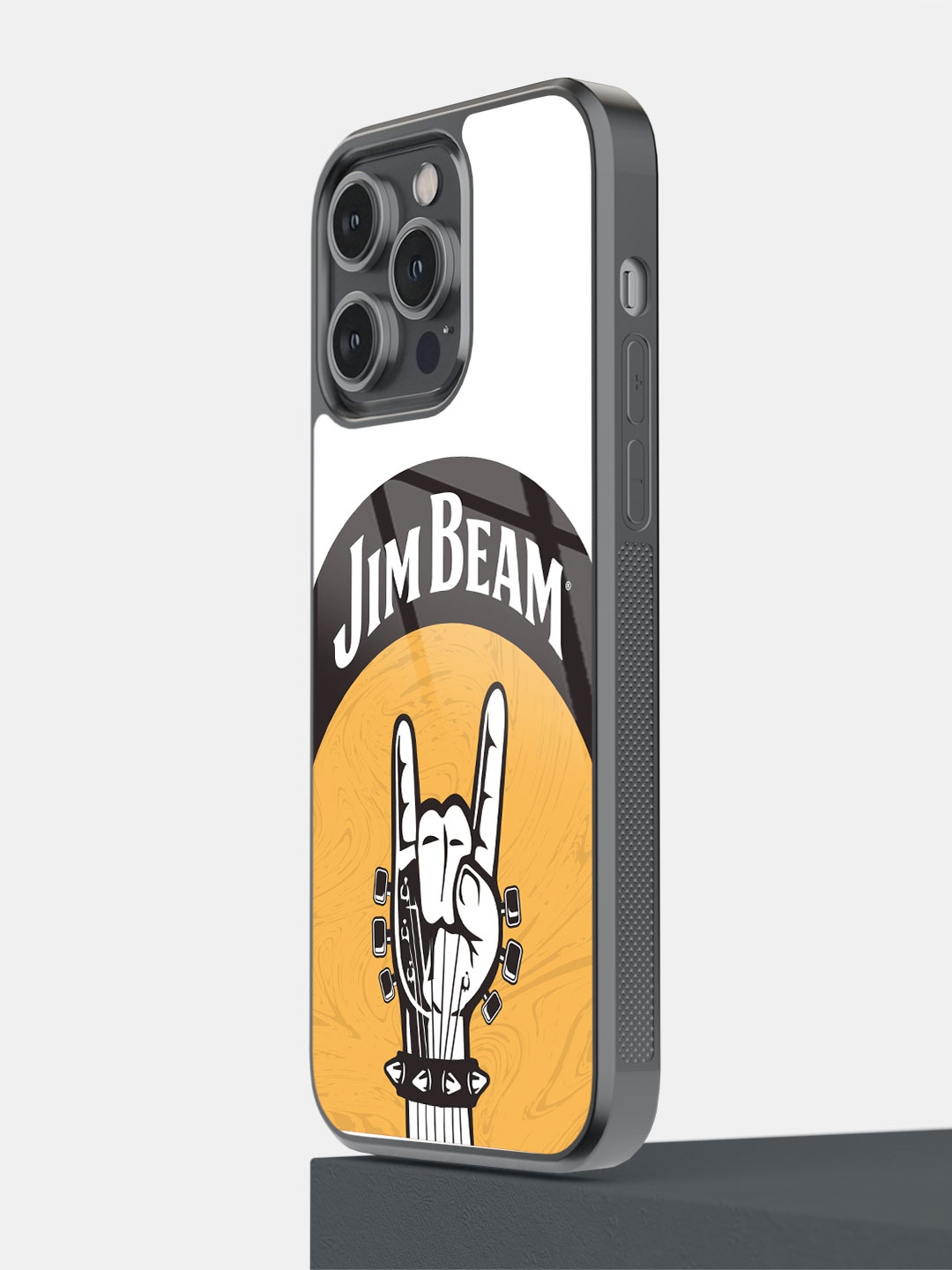 

macmerise Jim Beam Rock Swag Design Glass iPhone 14 Pro Max Glass Case, White