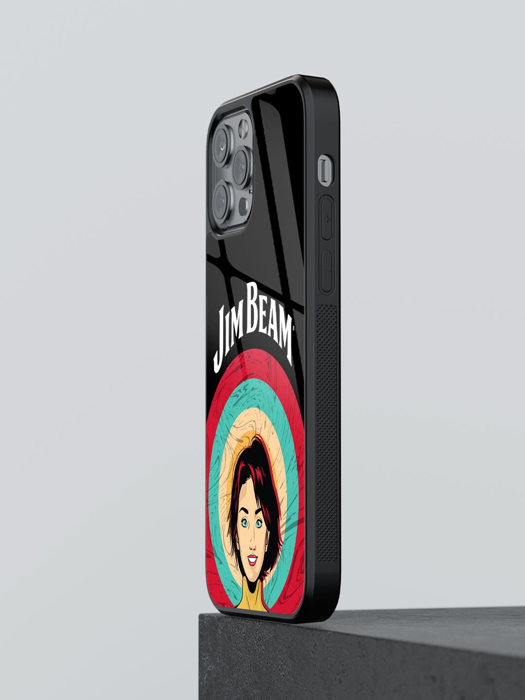 

macmerise Jim Beam Character Design iPhone 13 Pro Max Glass Glass Case, Black