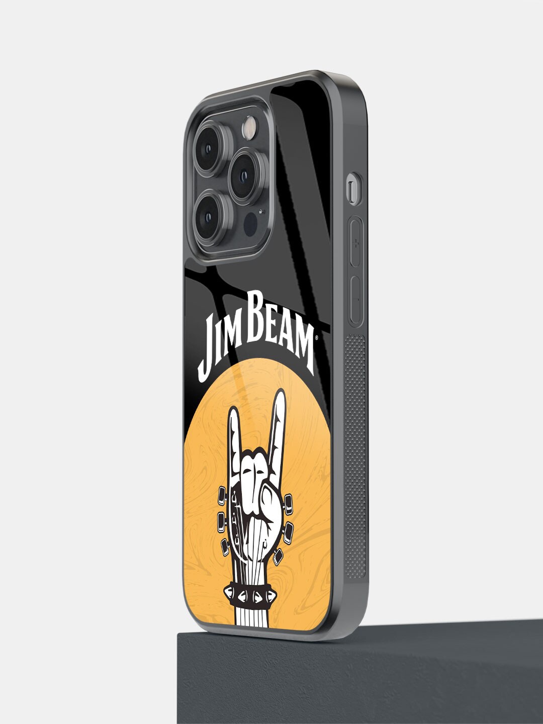 

macmerise Jim Beam Rock Swag Printed iPhone 14 Pro Glass Glass Case, Black