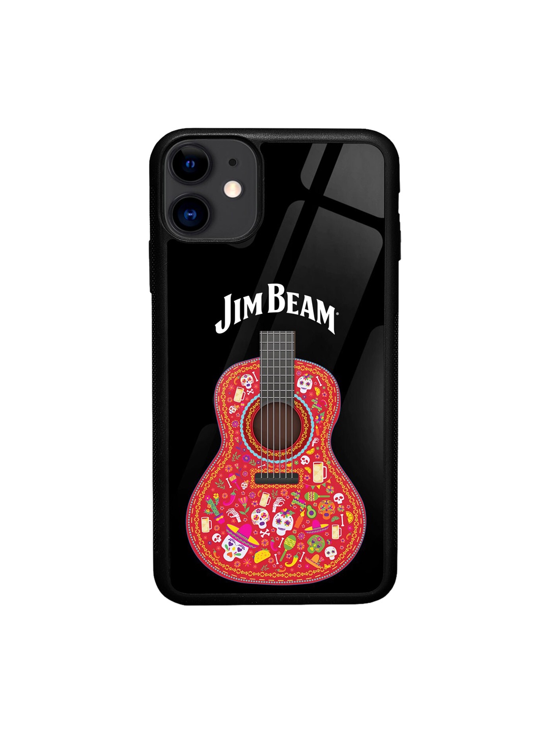 

macmerise Jim Beam Guitar Design iPhone 11 Glass Phone Glass Case, Black