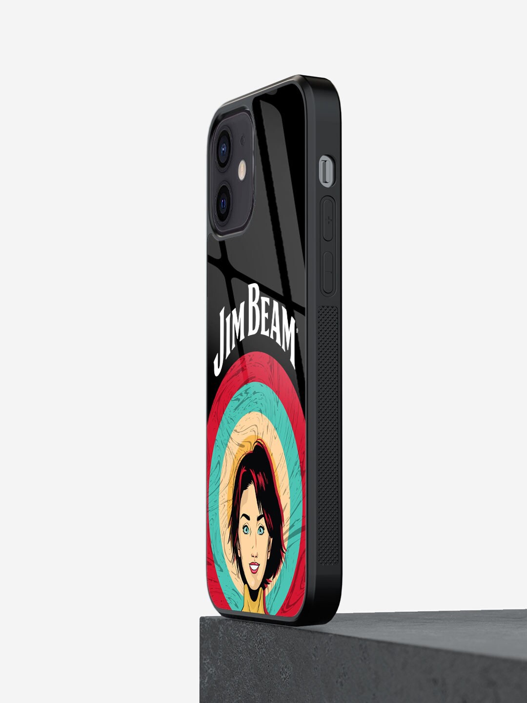 

macmerise Jim Beam Black Character Design Glass iPhone 12 Glass Case