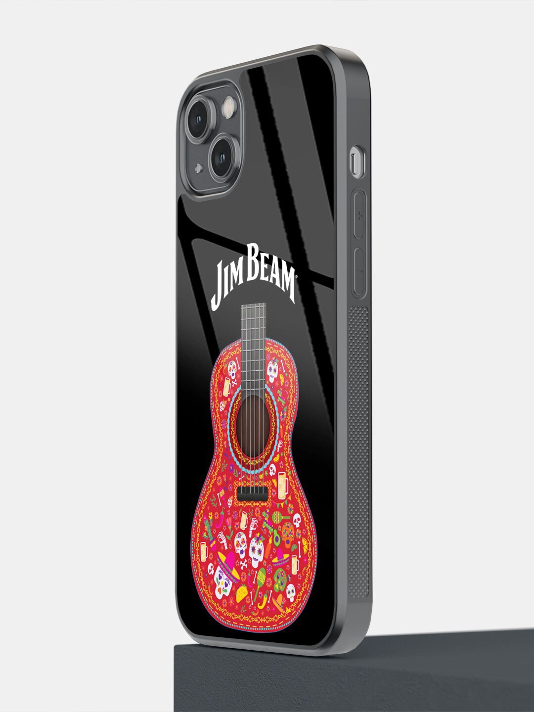 

macmerise Jim Beam Guitar Design iPhone 14 Plus Glass Glass Case, Black