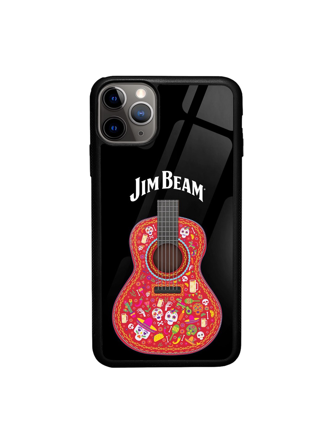 

macmerise Jim Beam Guitar Design iPhone 11 Pro Max Glass Glass Case, Black