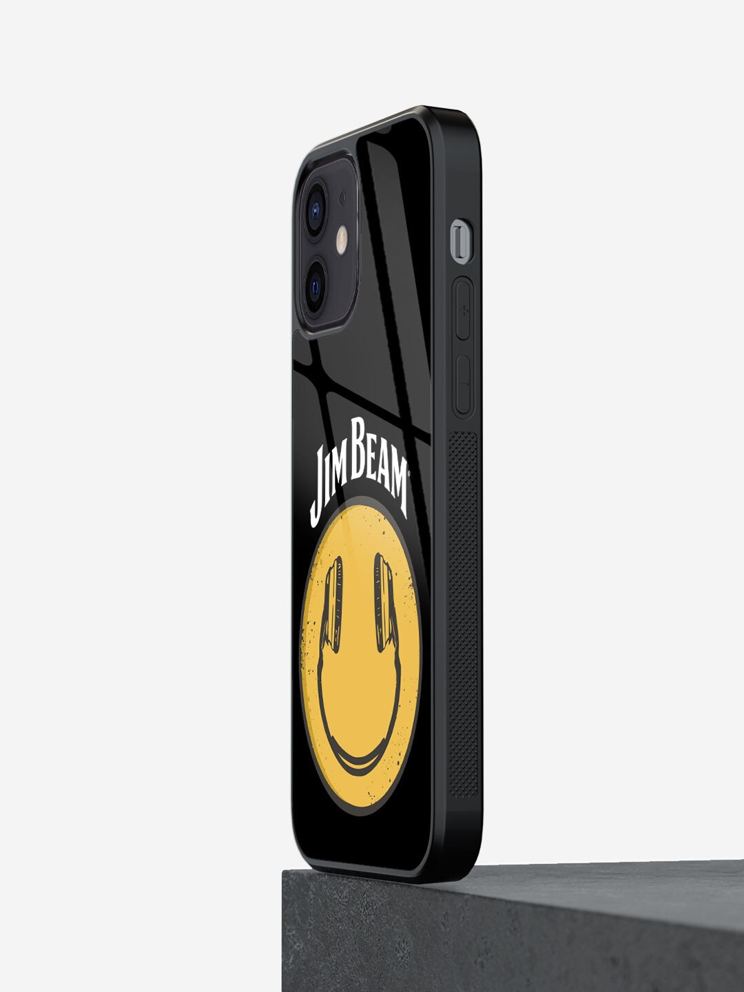 

macmerise Jim Beam Black Smiley Design Glass iPhone 12 Glass Case