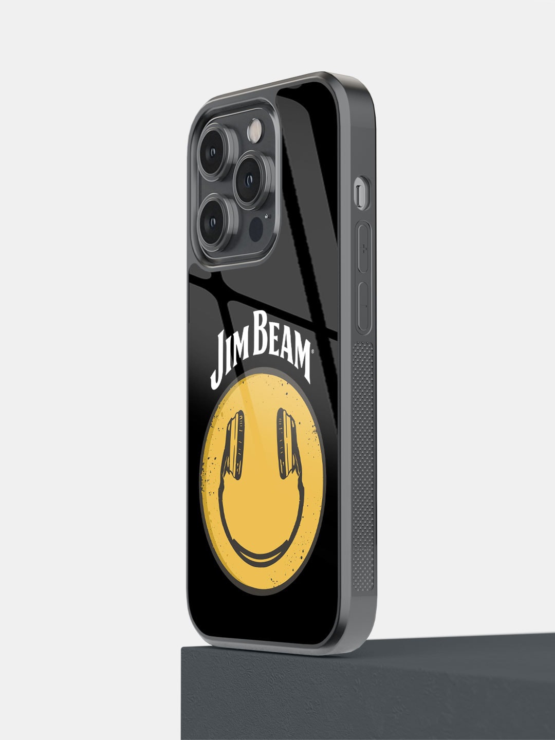 

macmerise Jim Beam Smiley Design iPhone 14 Pro Glass Glass Case, Black