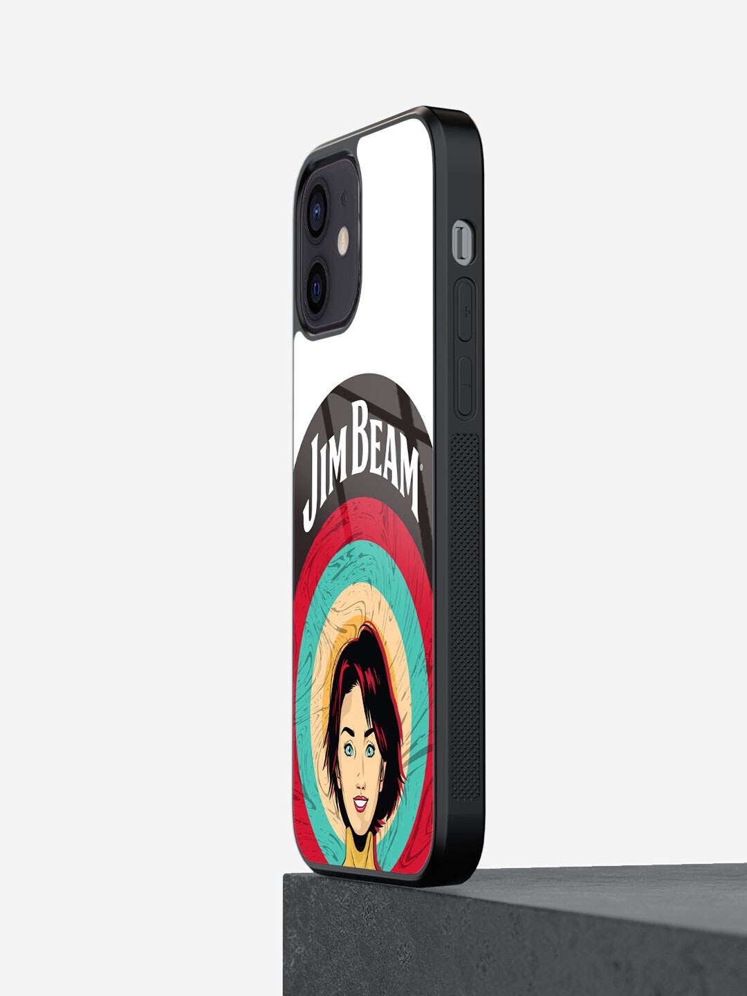 

macmerise White Black Jim Beam Character Printed iPhone 12 Glass Case