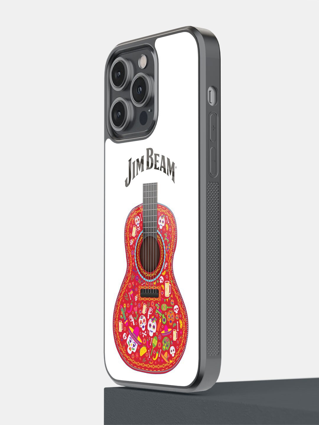 

macmerise Jim Beam Guitar Design iPhone 14 Pro Max Glass Glass Case, White