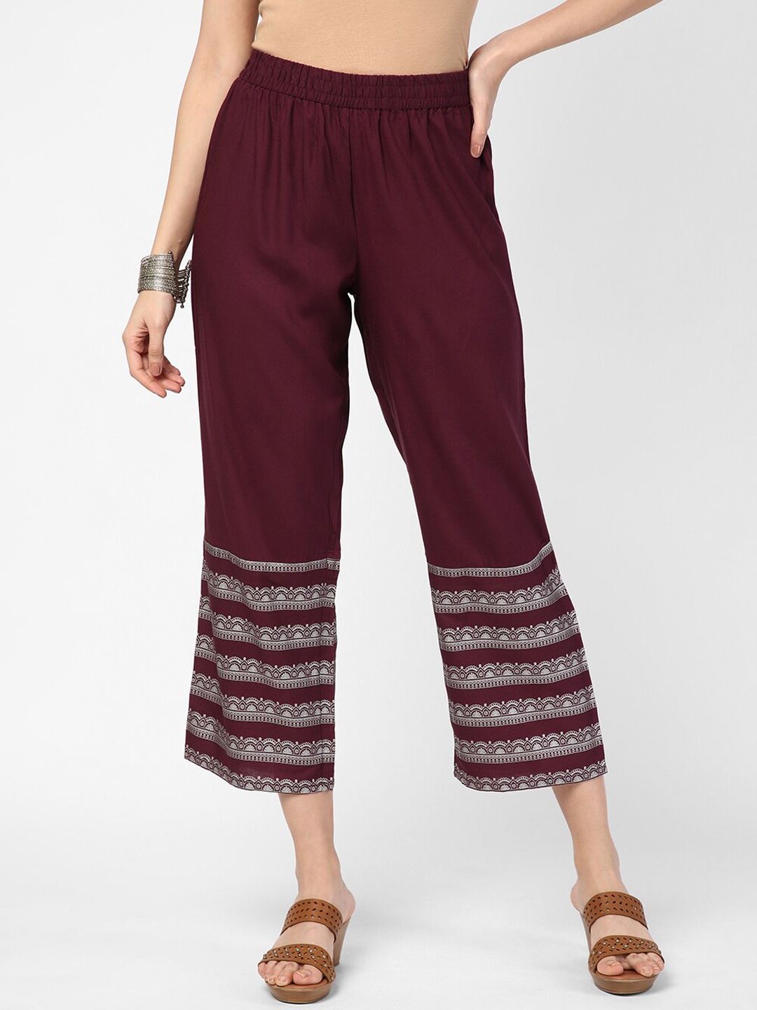 

R&B Women Printed Trousers, Purple