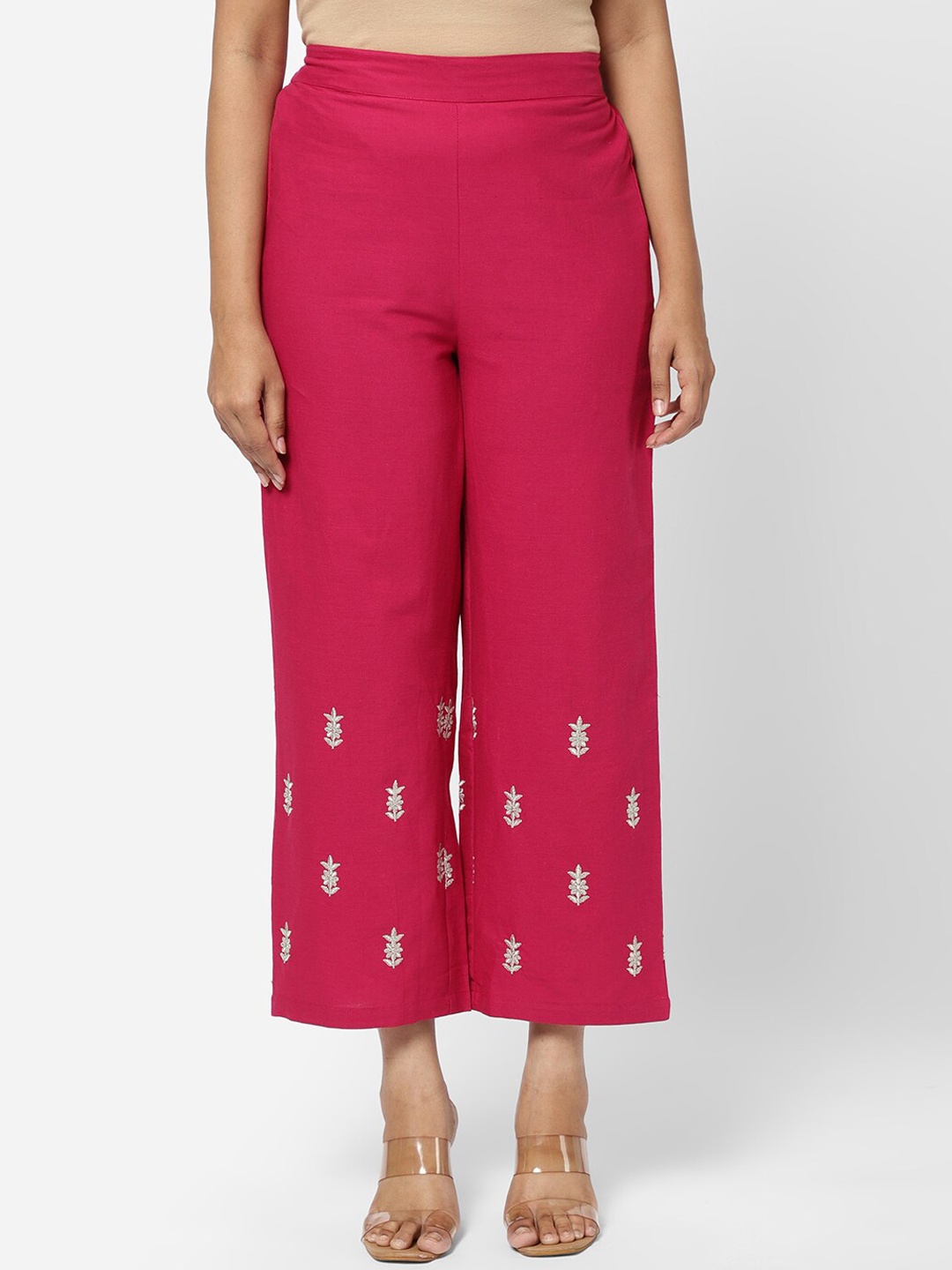 

R&B Women Floral Embroidered Trousers, Purple
