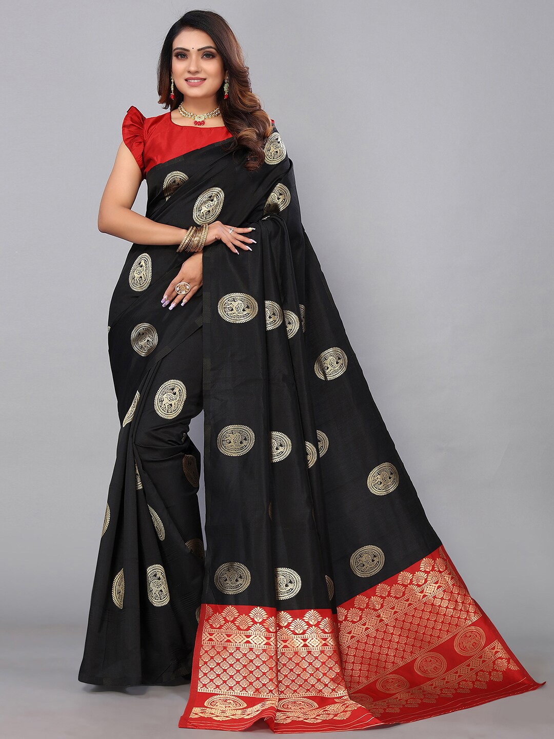 

SIRIL Woven Design Zari Banarasi Saree, Black