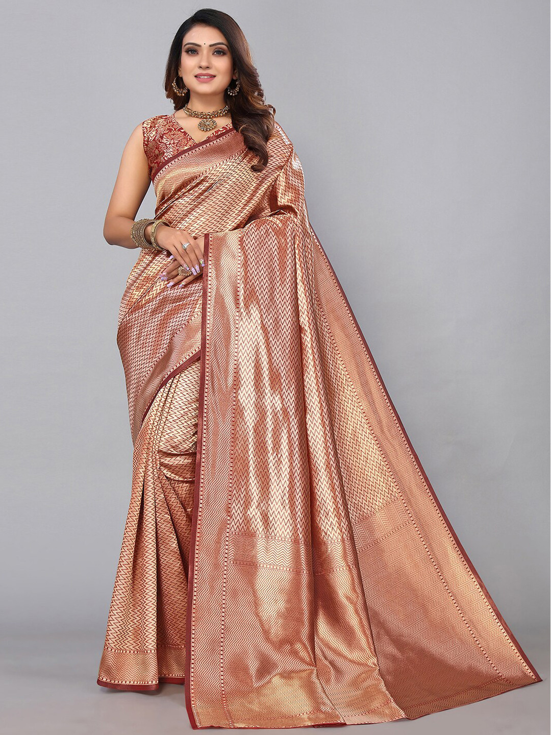

SIRIL Woven Design Zari Banarasi Saree, Gold