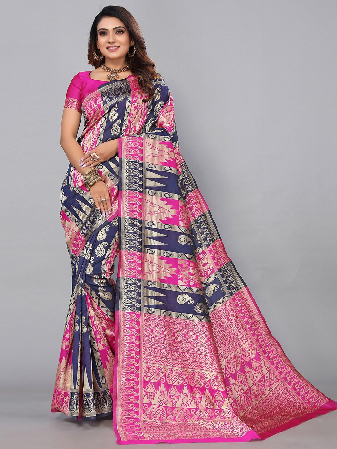 

SIRIL Woven Design Zari Banarasi Saree, Blue